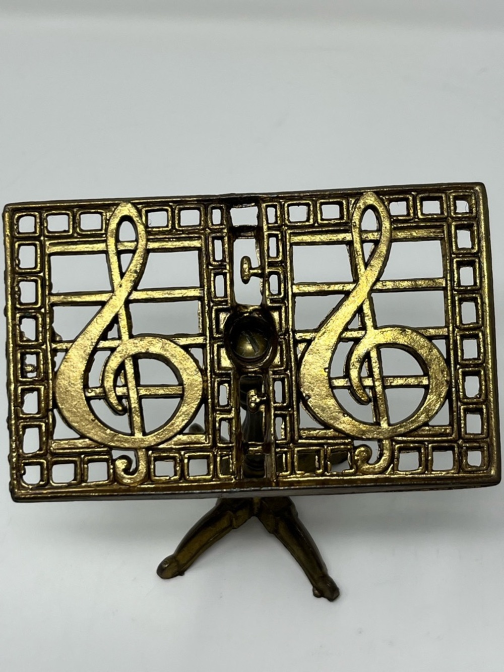 Vintage Brass Music Stand Treble Clef Card Holder & Decor 1970’s MCM Decor - Picture 5 of 7